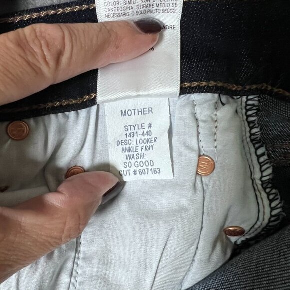 MOTHER‎ Looker Ankle Fray So Good Jeans Dark Wash Size 28 - Picture 7 of 12